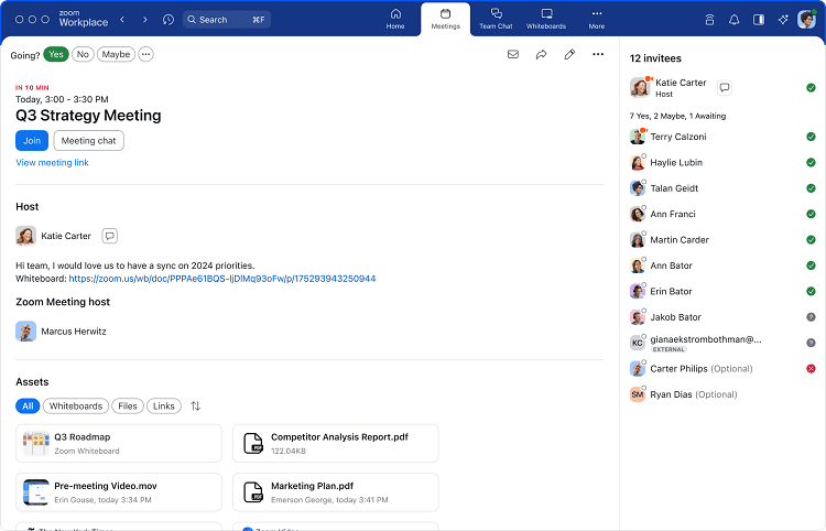 New meeting cards in Zoom Workplace will allow users to access smart recordings, meeting files, and meeting summaries or continue meeting chats f